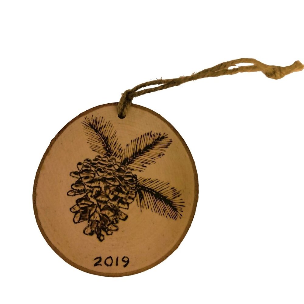 Birchwood Pine Cone Ornament Christmas 2019 Handcrafted Woodburn DC